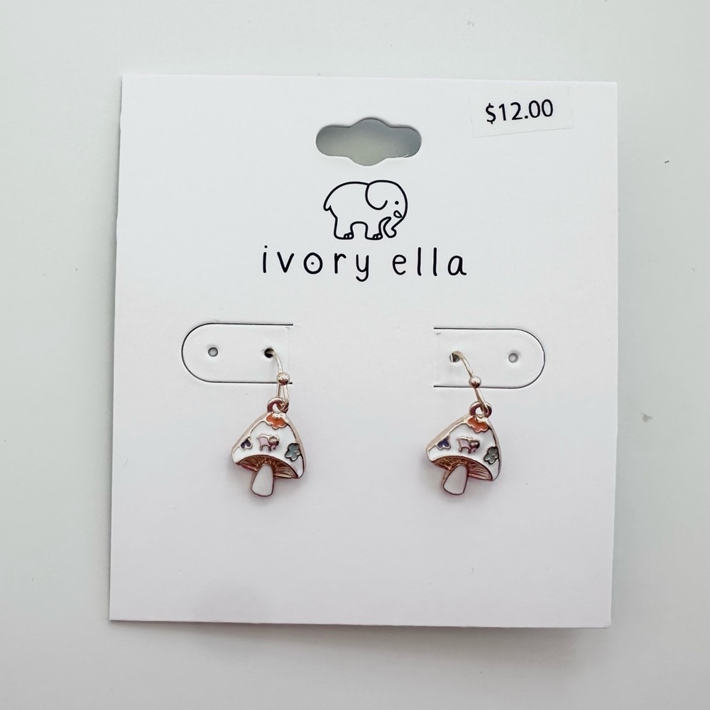 Ivory Ella Pink and Silver Mushroom Earrings